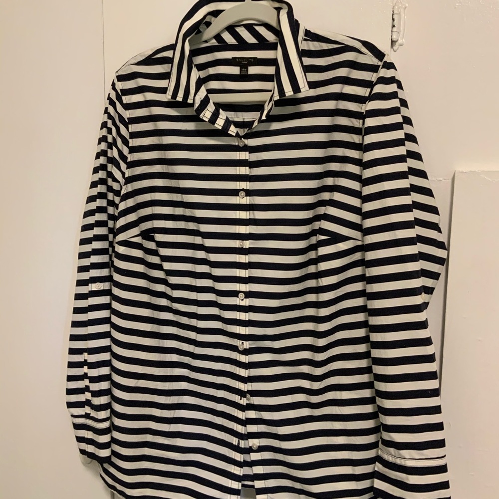 Talbots Navy and white stripe woven